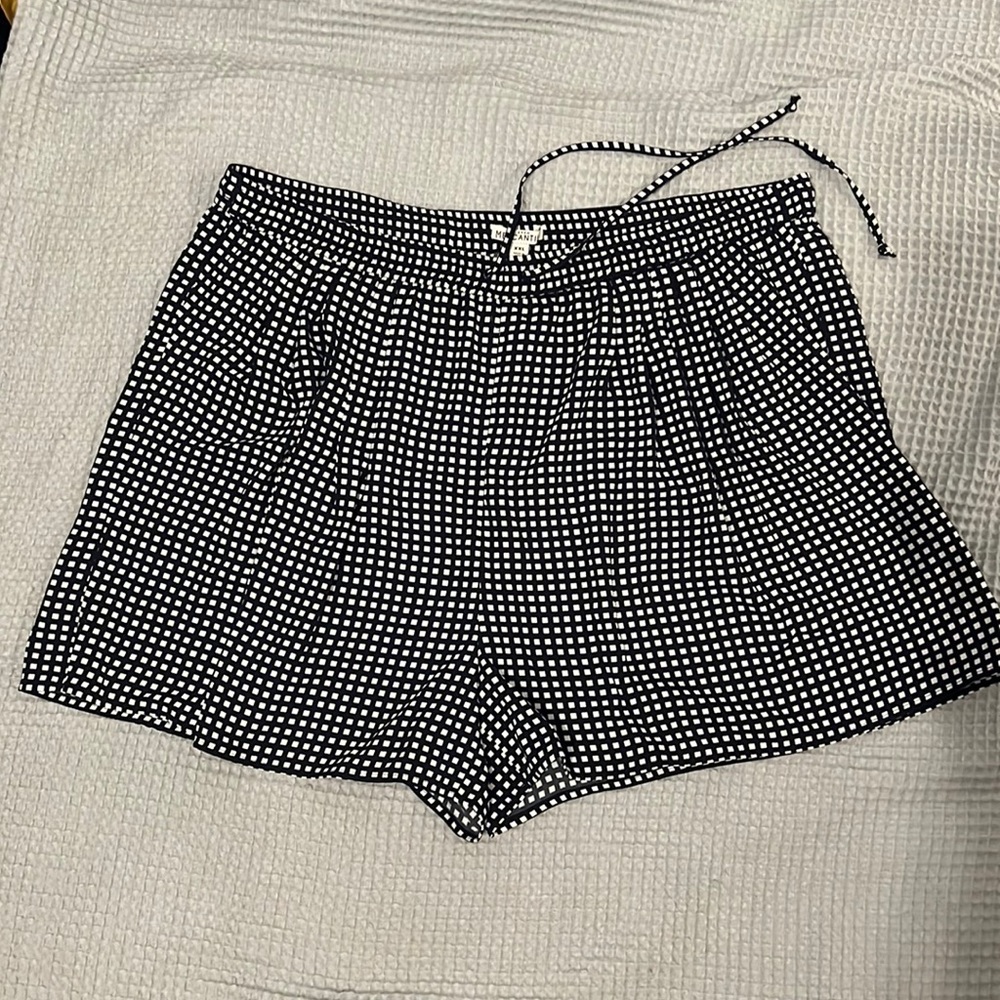 J.Crew Factory Navy & White Small Check Shorts with Elastic Waist